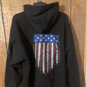 GRUNT STYLE - American Flag Shield Pullover Hoodie - Black - XXXL